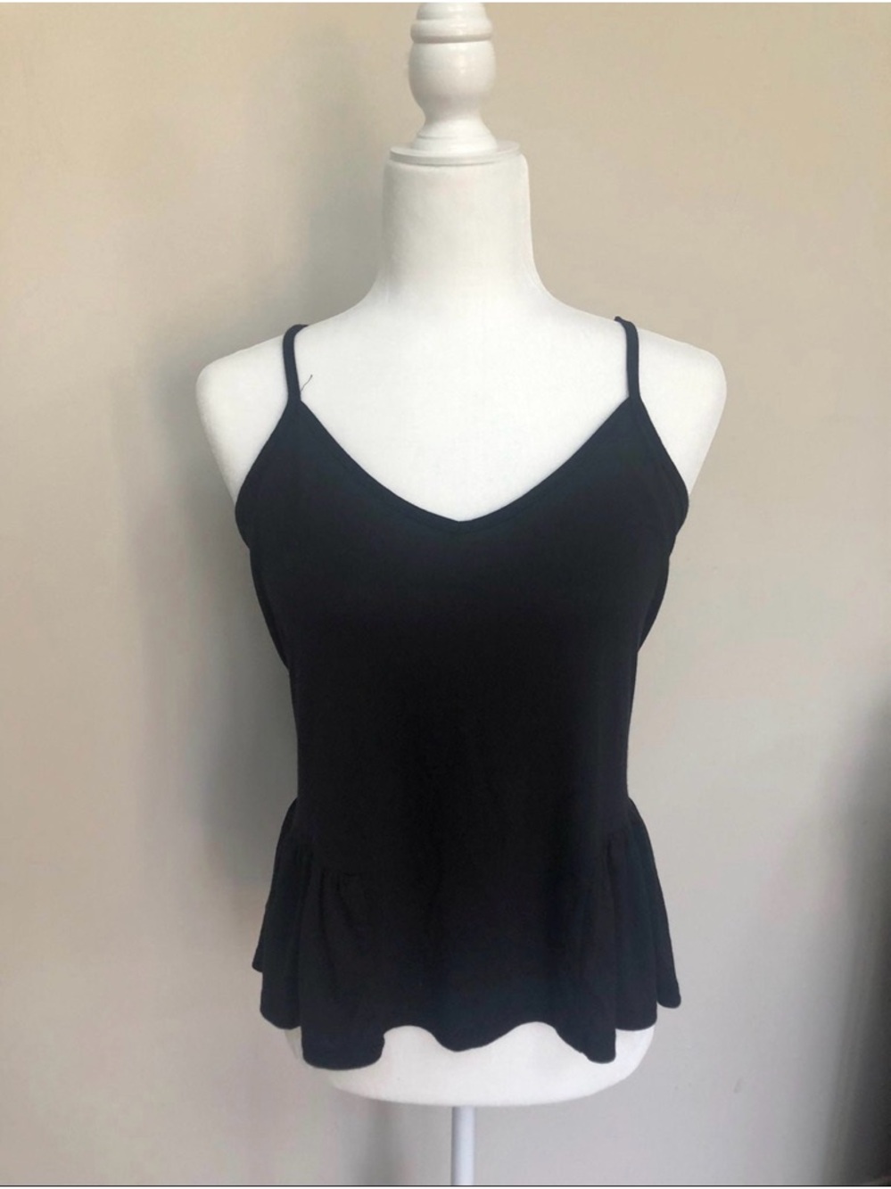 Mossimo Women’s Black V-Neck Spaghetti Strap Tank Top with Peplum